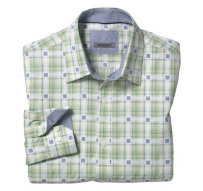  TAILORED FIT LARGE ACCENTED SQUARE PLAID SHIRT
