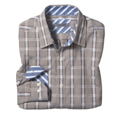  TAILORED FIT RAISED GLEN PLAID SHIRT