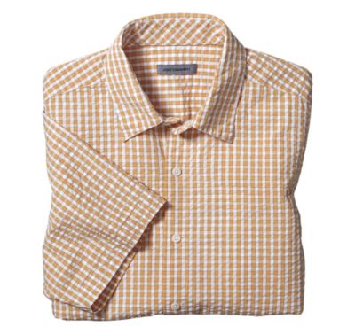  CLASSIC FIT SEERSUCKER MINI GINGHAM CAMP SHIRT