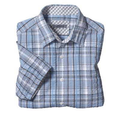  TAILORED FIT SEERSUCKER VARIEGATED PLAID SHIRT