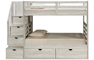 Nate Twin Over Twin Bunk Bed with Storage Stairs and Underbed Storage