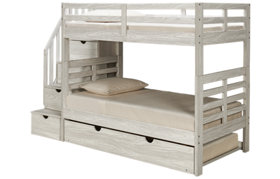 Nate Twin Over Twin Bunk Bed with Storage Stairs and Underbed Trundle