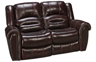 Crosstown Leather Dual Power Recliner with Power Headrest and Nailhead