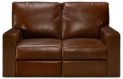 Energia Leather Dual Power Loveseat Recliner