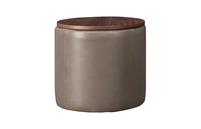 Design Lab Leather Accent Round Storage Ottoman with Casters