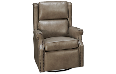 Pit Leather Accent Power Swivel Glider Recliner with Nailhead