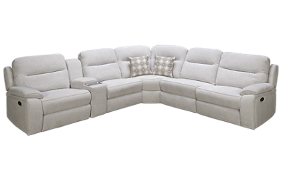 Margot Power 6 Piece Reclining Sectional with 3 Recliners with Tilt Headrest and Console