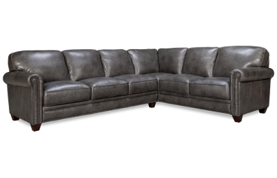 Cordovan 2 Piece Leather Sectional with Nailhead