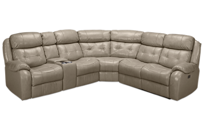 Montana Leather Power 3 Piece Reclining Sectional with 3 Recliners with Tilt Headrest and Console