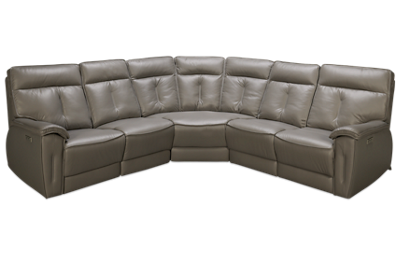 Oakley 5 Piece Leather Reclining Sectional with 2 Recliners with Tilt Headrest
