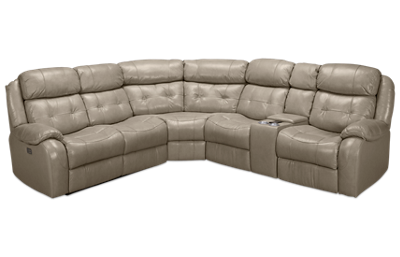 Montana Leather Power 3 Piece Reclining Sectional with 3 Recliners with Tilt Headrest & Console