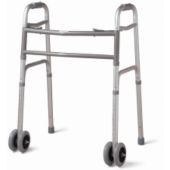 Medline Extra-Wide Two-Button Heavy Duty Wheeled Walker