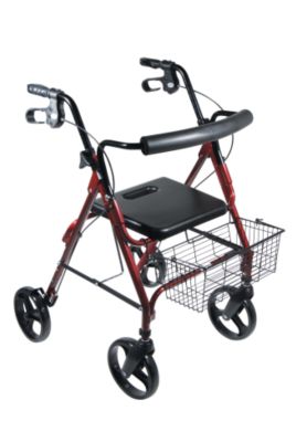 D-Lite Aluminum Rollator Walker with 8" Wheels and Loop Brakes (Red) image