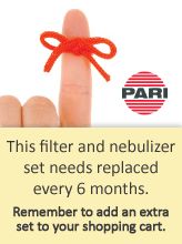 remember to replace your nebulizer set and filter every 6 months