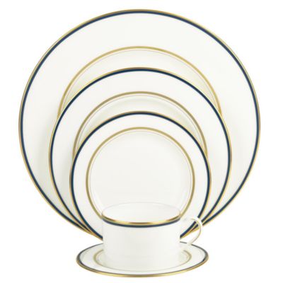 library lane navy five-piece place setting