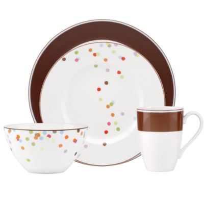 market street chocolate four-piece place setting