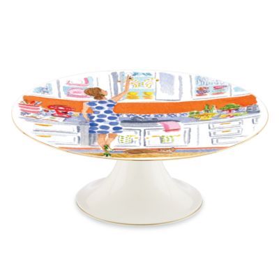 illustrated top shelf cake plate