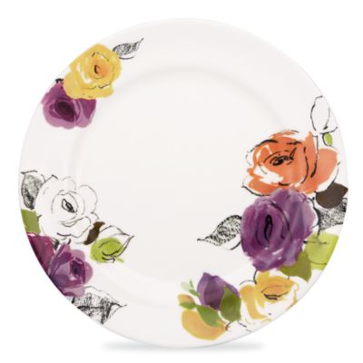 charcoal floral dinner plate