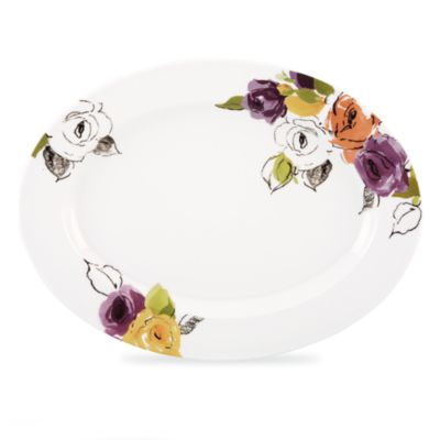 charcoal floral oval platter