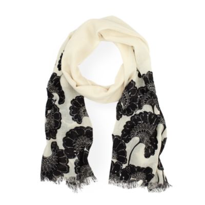 japanese floral beaded wool scarf