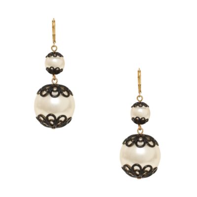 japanese floral pearl drop earrings