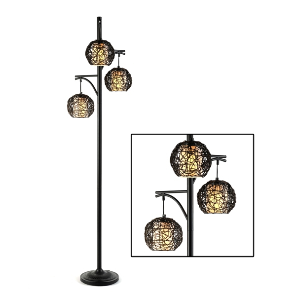  Triple Wicker Floor Lamp