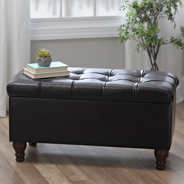  Kennedy Brown Faux Leather Tufted Bench