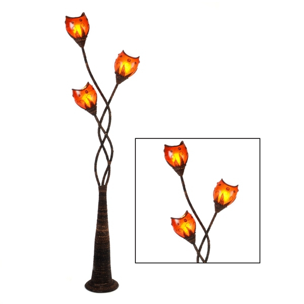  Metal Abaca Triple Floor Lamp