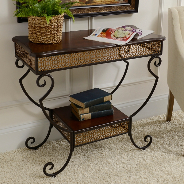  Mahogany Two-Tier Console Table