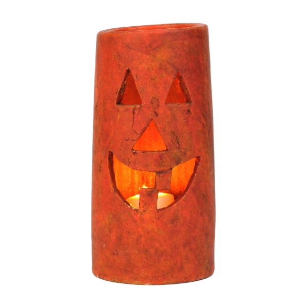Terra Cotta Jack O' Lantern Hurricane, 14in. Kirklands