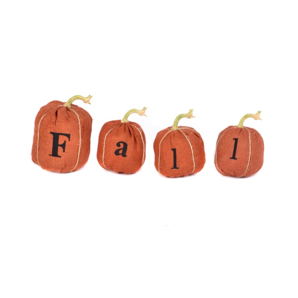  Burlap Pumpkin, Set of 4