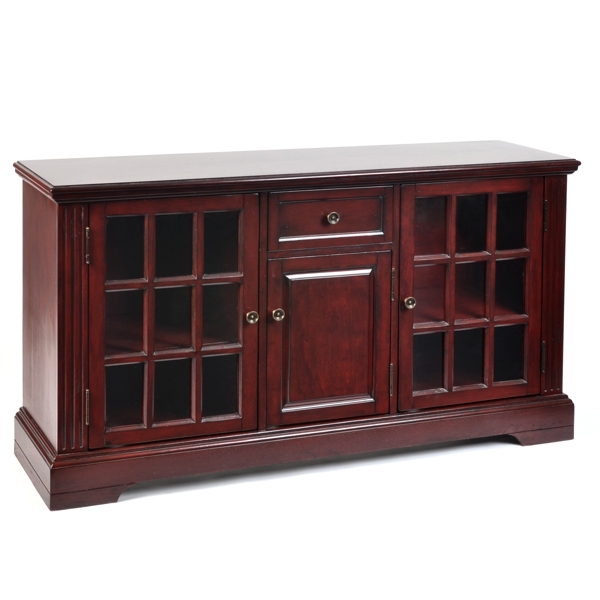  Wood Cherry 3-Door Media Cabinet