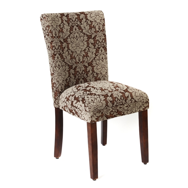  Brown Damask Parsons Chair