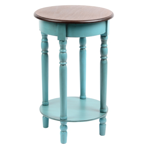  Turquoise Round Accent Table