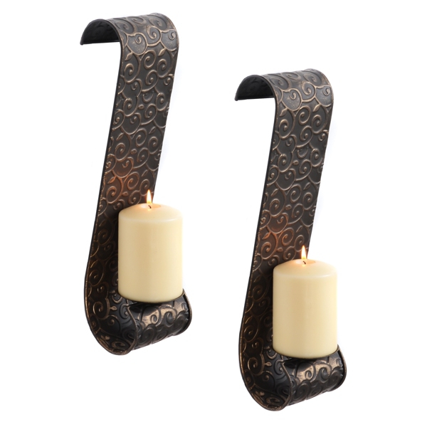  Metal Scroll Sconce, Set of 2