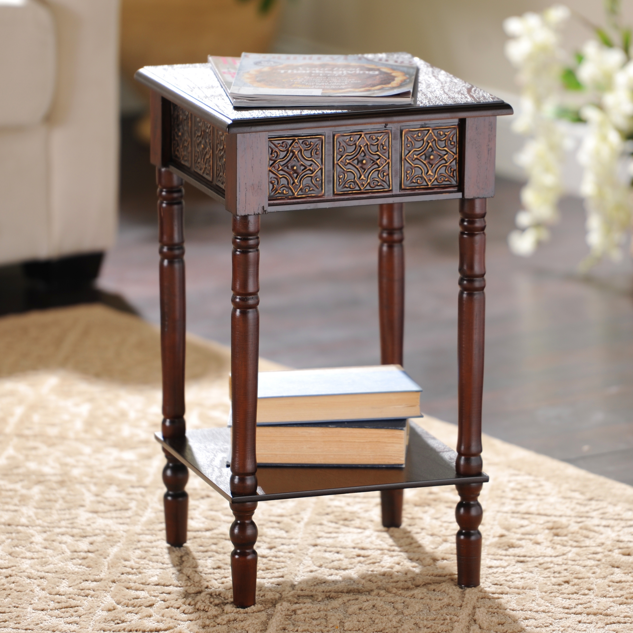 Cates Square Mahogany Accent Table Kirklands