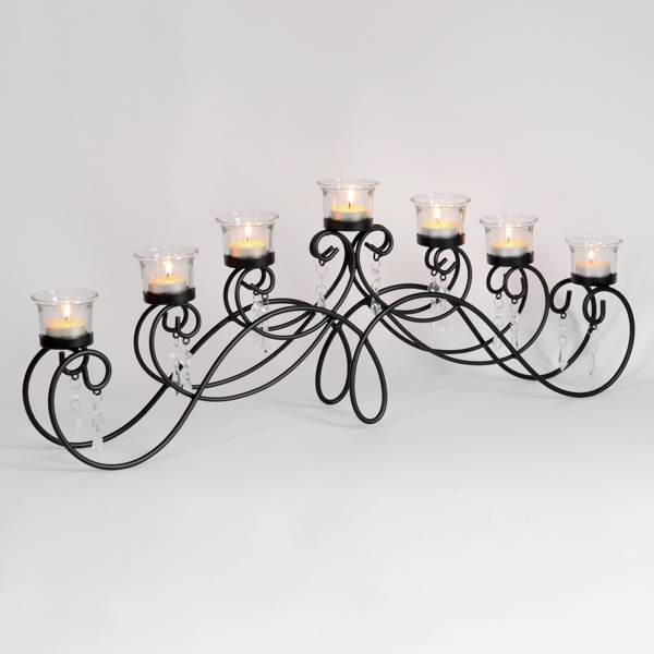  Black 7-Tealight Candle Runner