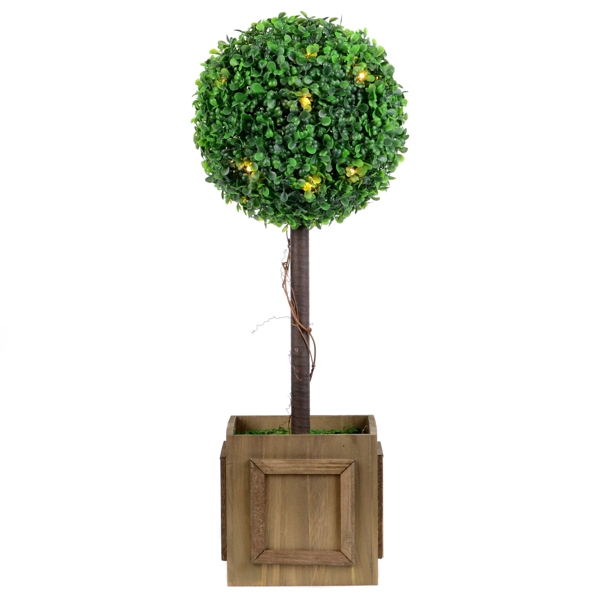  Pre-Lit Boxwood Topiary, 23 in.