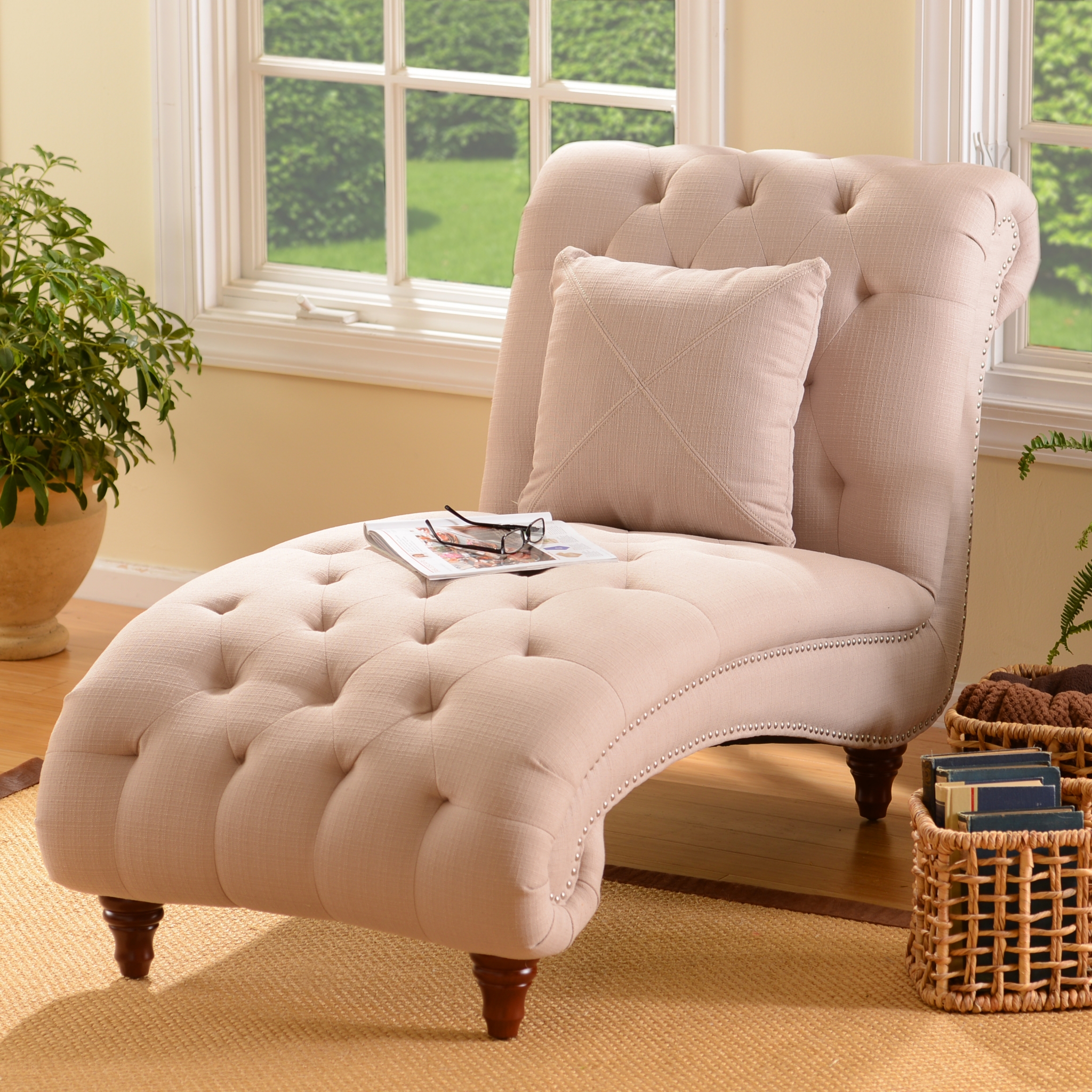 Tufted Linen Chaise Lounge Kirklands