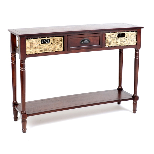  Brown Storage Console Table