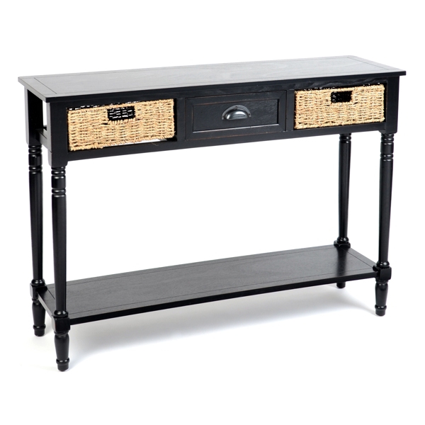  Black Storage Console Table