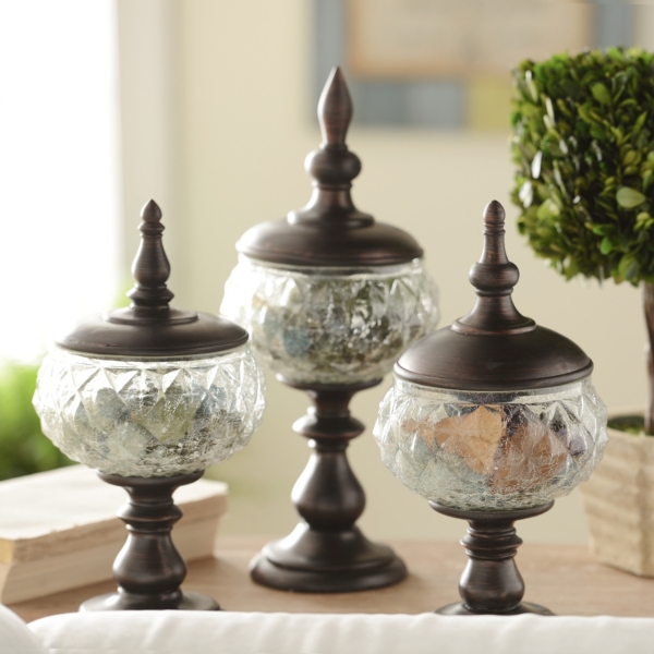  Pedestal Glass Jar, Set of 3