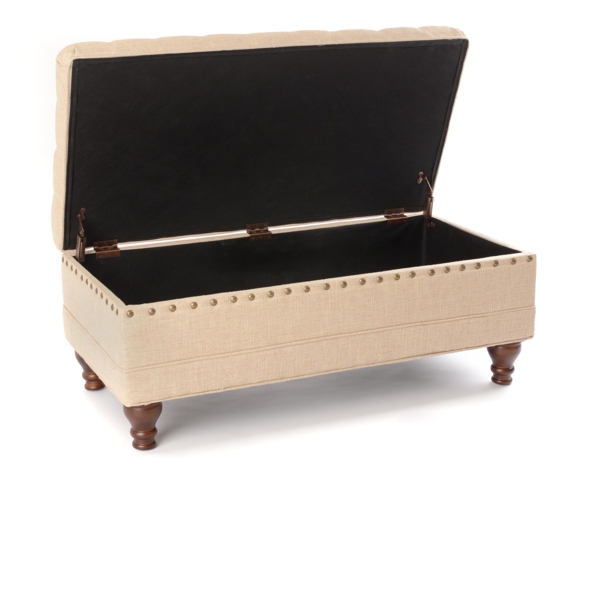 Oatmeal Linen Tufted Storage Bench Kirklands