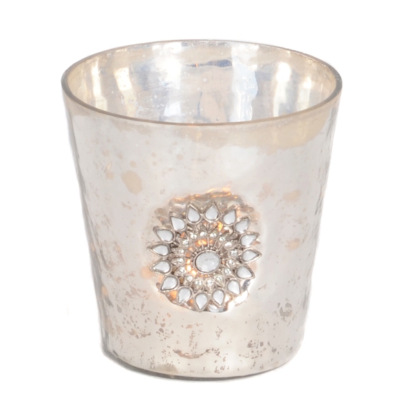  Silver Sunburst Votive Holder