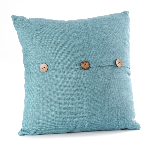 Aqua Buttoned Linen Pillow Kirklands