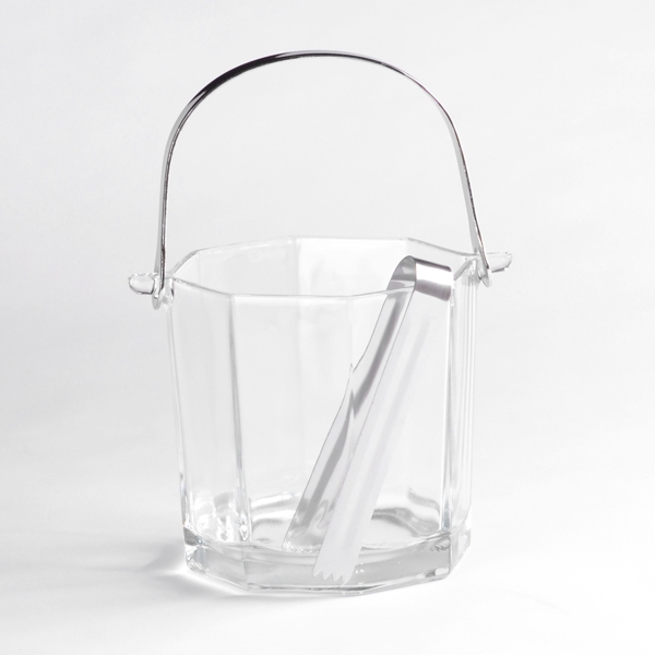 Glass & Metal Ice Bucket with Tongs Kirklands