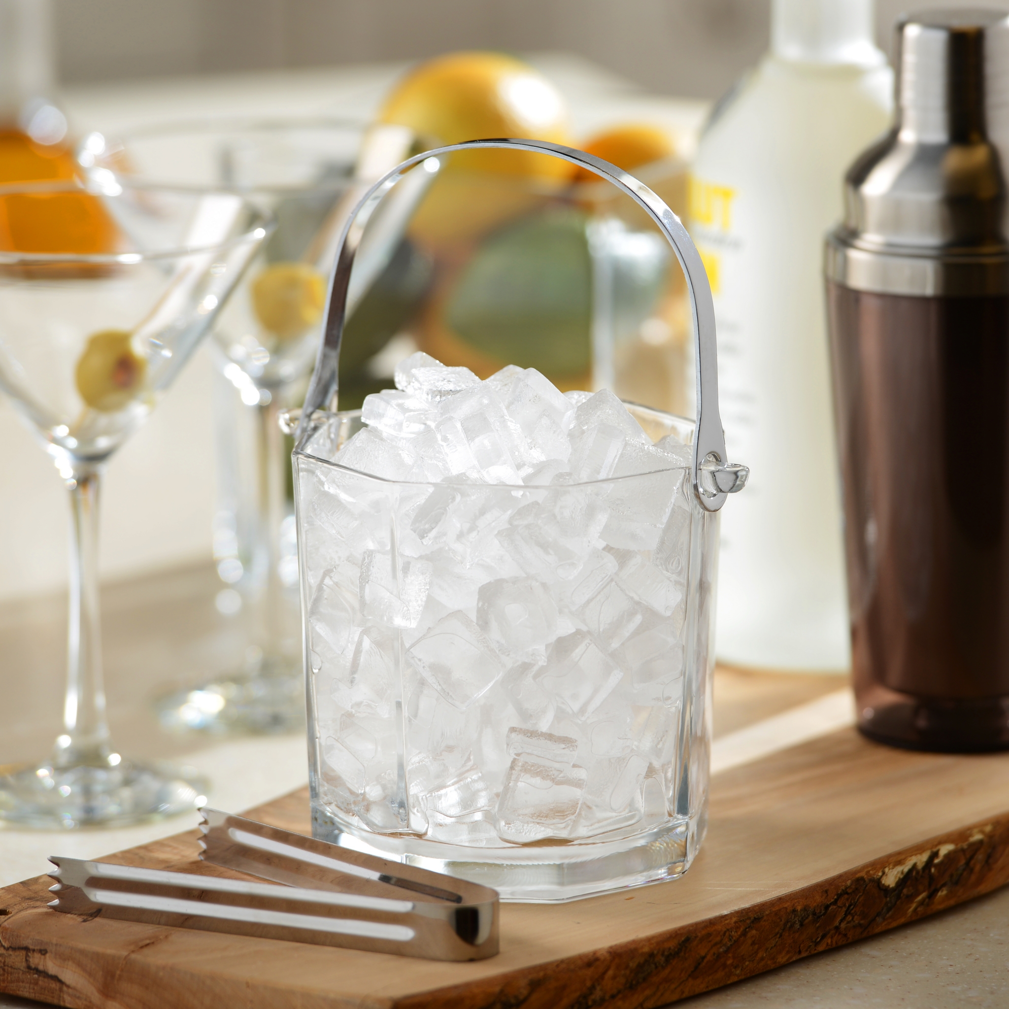 Glass & Metal Ice Bucket with Tongs Kirklands