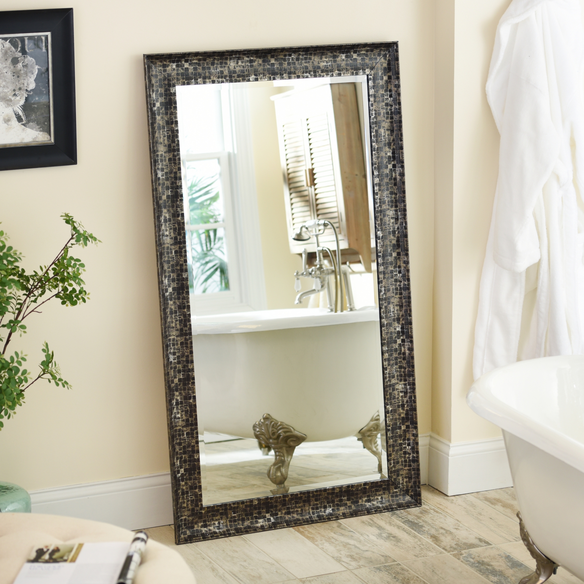 Black Mosaic Framed Mirror, 32x56 in. Kirklands