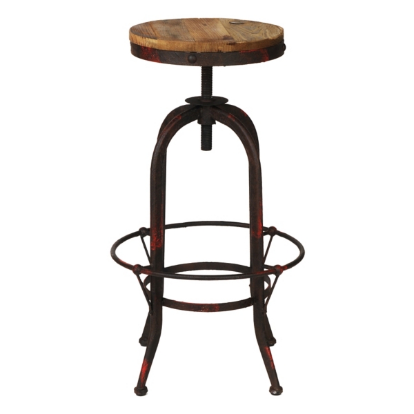 Industrial Red Bar Stool | Kirklands