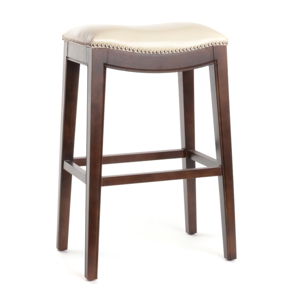 Everitt Ivory Leather Bar Stool Kirklands